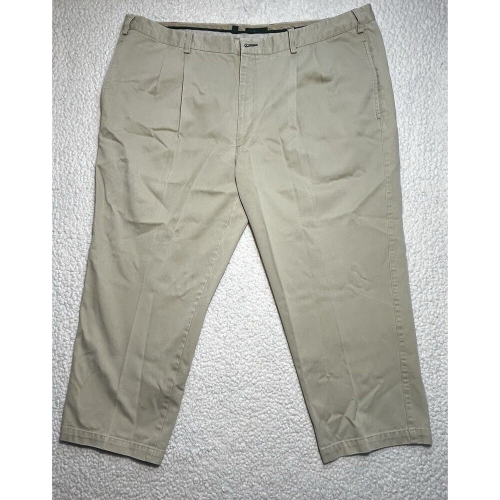 Orvis Men Ultimate Khakis Chino Pants 8K57 Pleated Tan Cotton Size 46